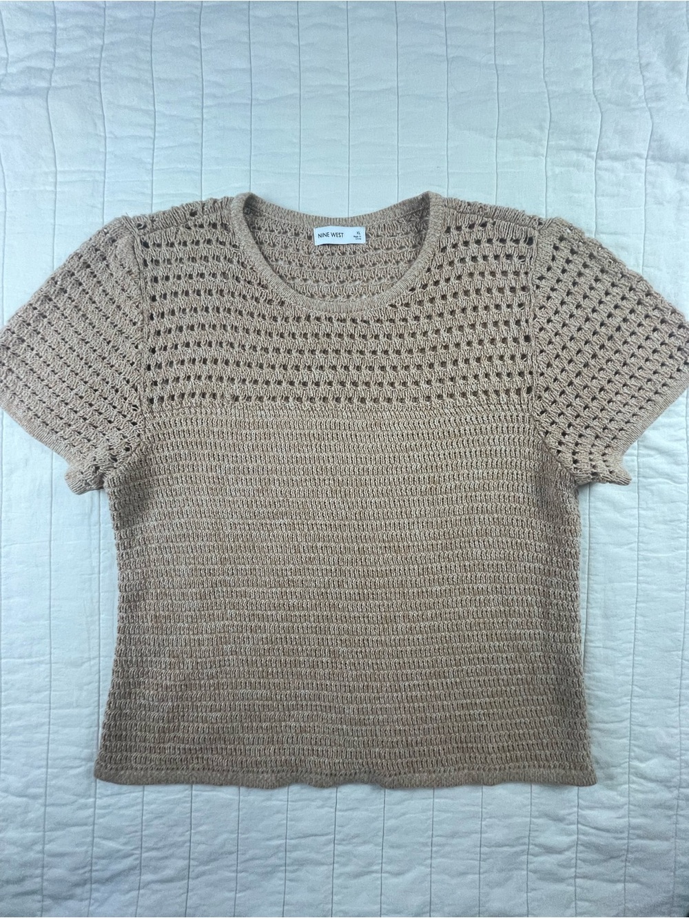 Nine West Women's Short-Sleeve Muted Terracotta Knit Sweater XL (see fit notes)